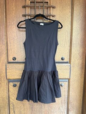 BABATON Sleeveless Black Drop-Waist Flare Dress Size M
